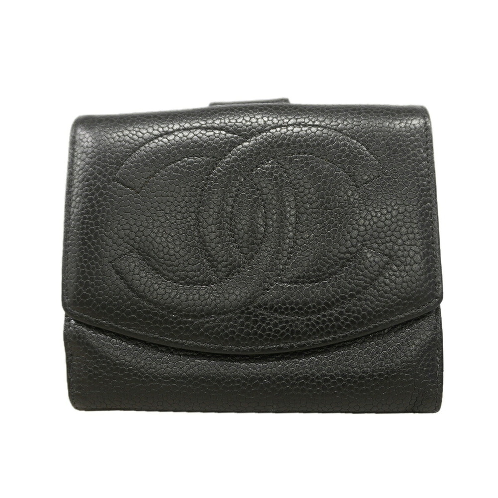 Chanel wallet, caviar leather, black, women's.